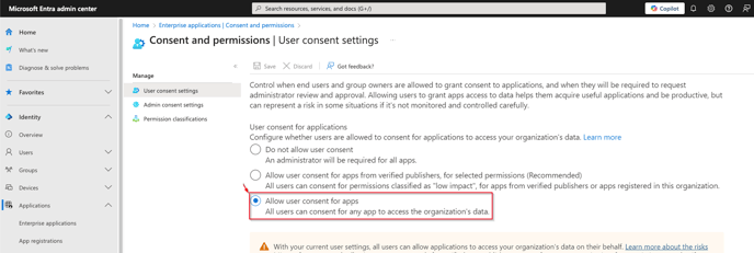 Allow User Conset for the Apps