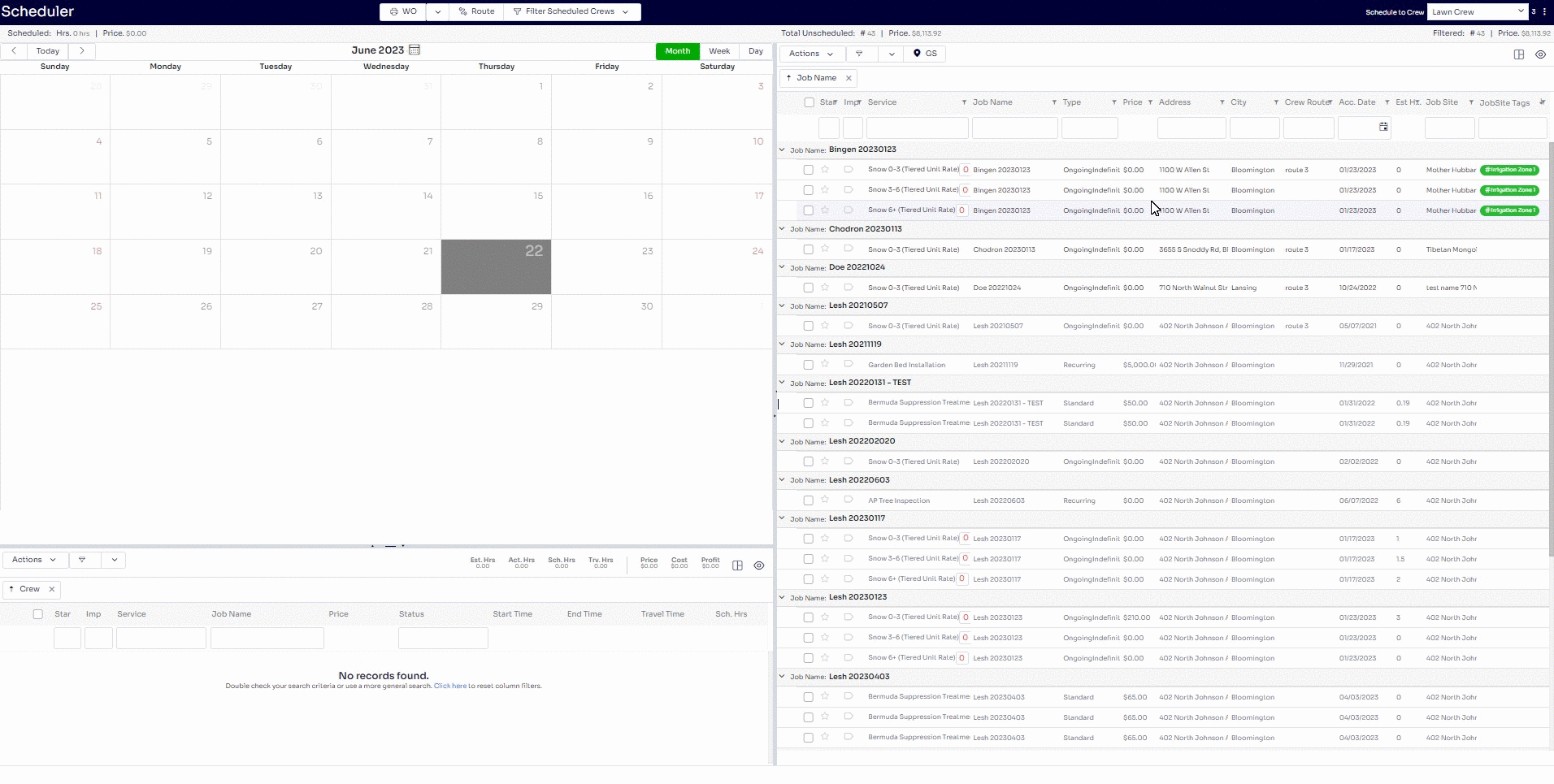 Customizing Columns in the Work Scheduler